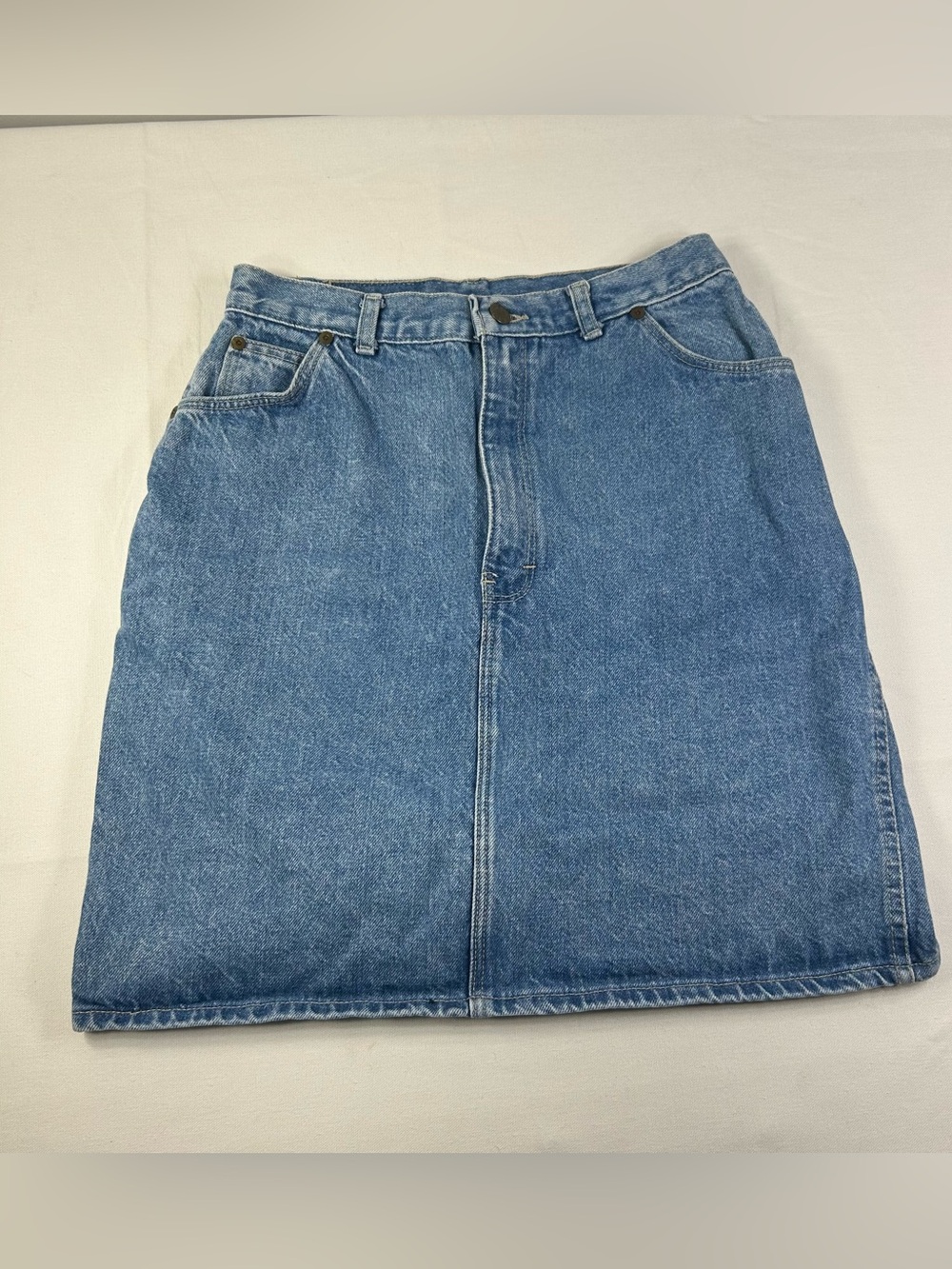 Vtg Gitano Sz 13/14 Denim Jean Skirt Medium Wash Back Slit 100% Cotton 90s Y2K